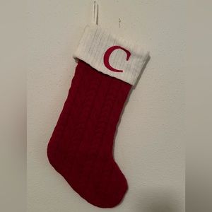 NWOT Cable Knit “C” Christmas Stocking